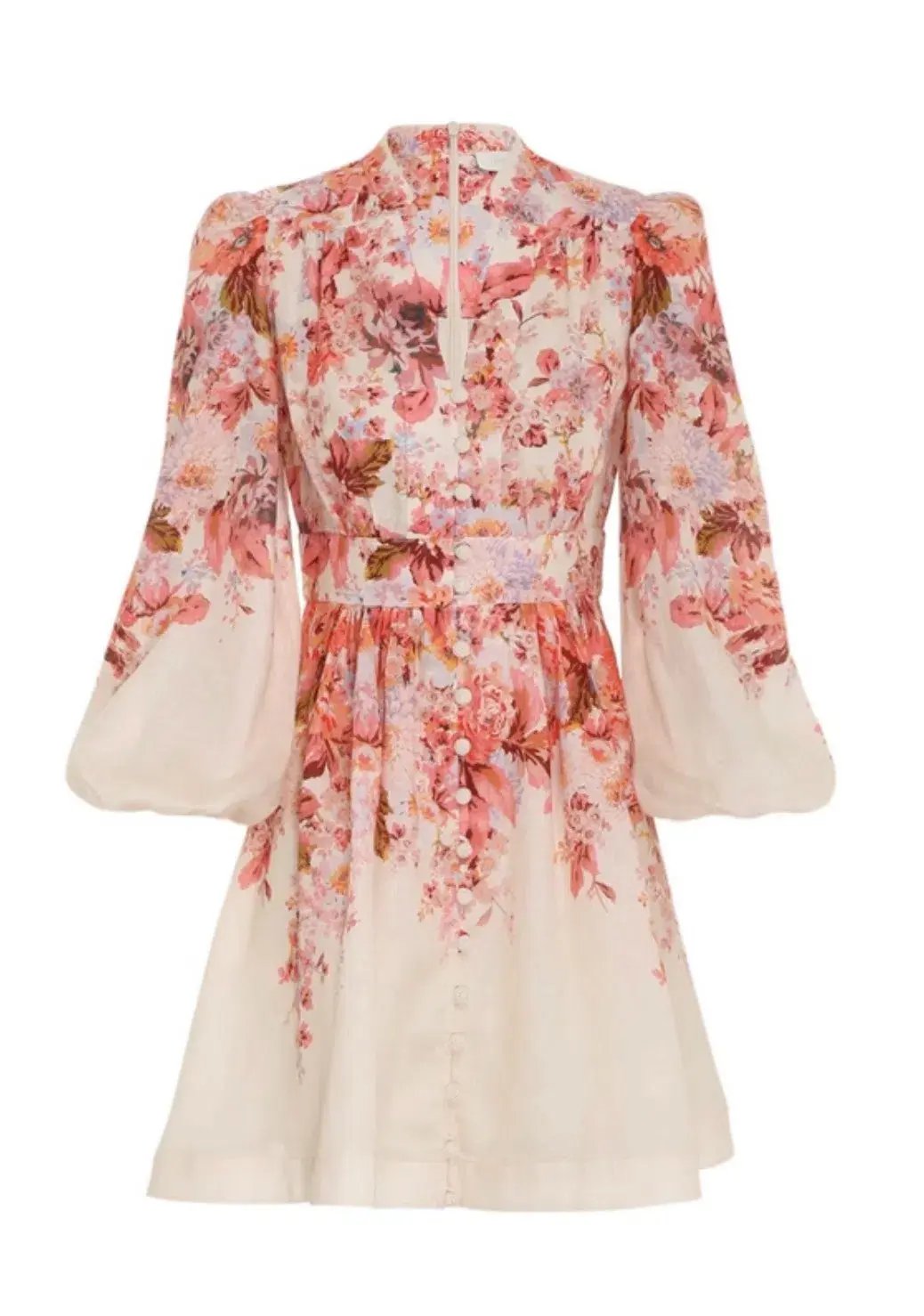 Zimmermann Devi Plunge Mini Dress Cream Floral Size 2 / AU 12 photo 2