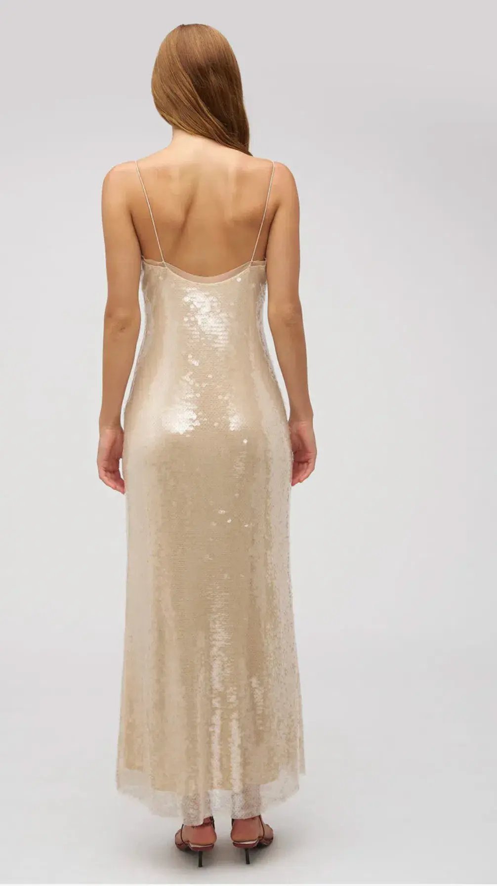 Oroton Sequin Slip Dress Champagne Size 10 photo 6