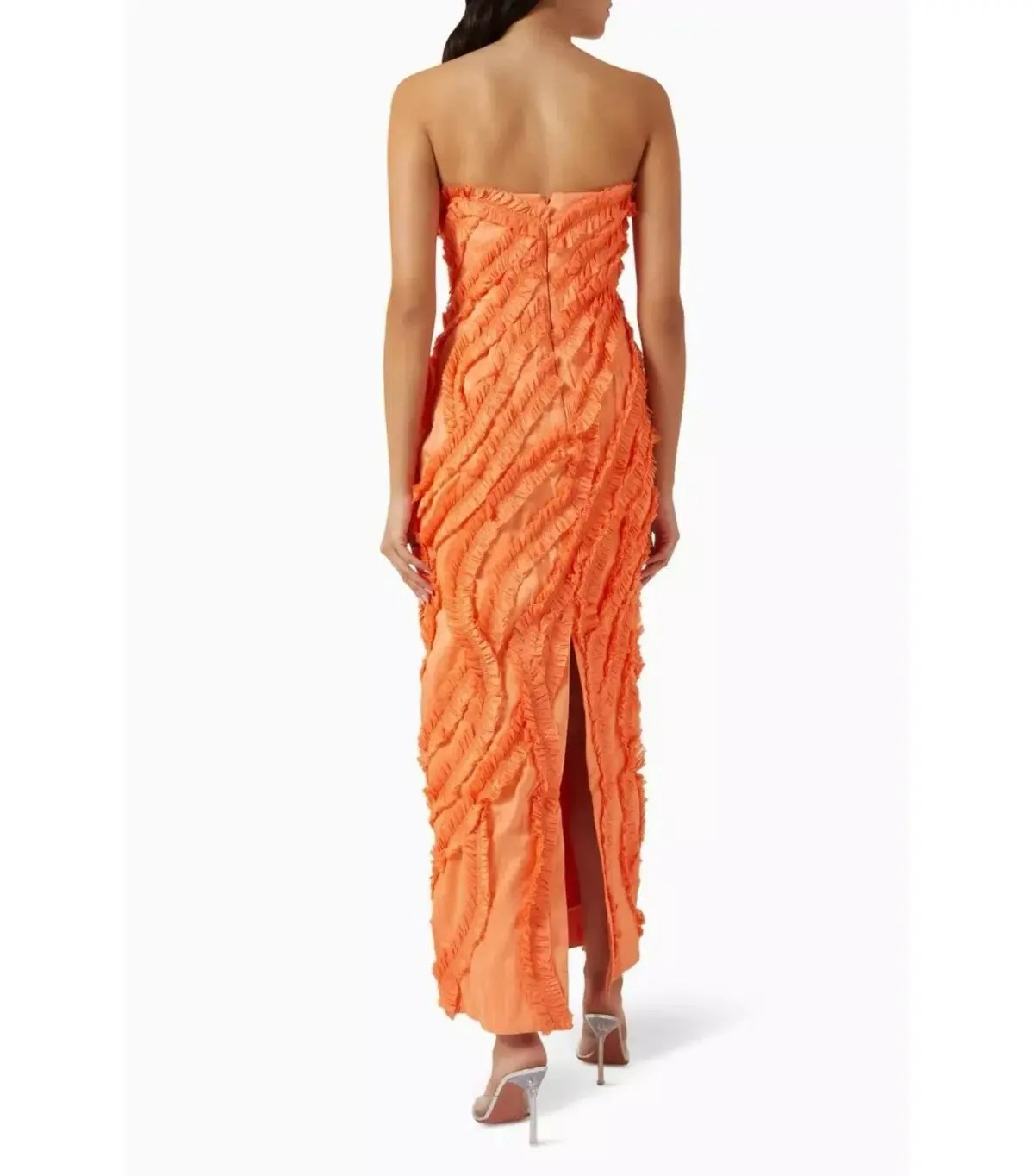 Aje Terrene Frill Maxi Dress Orange Size AU 14 photo 3