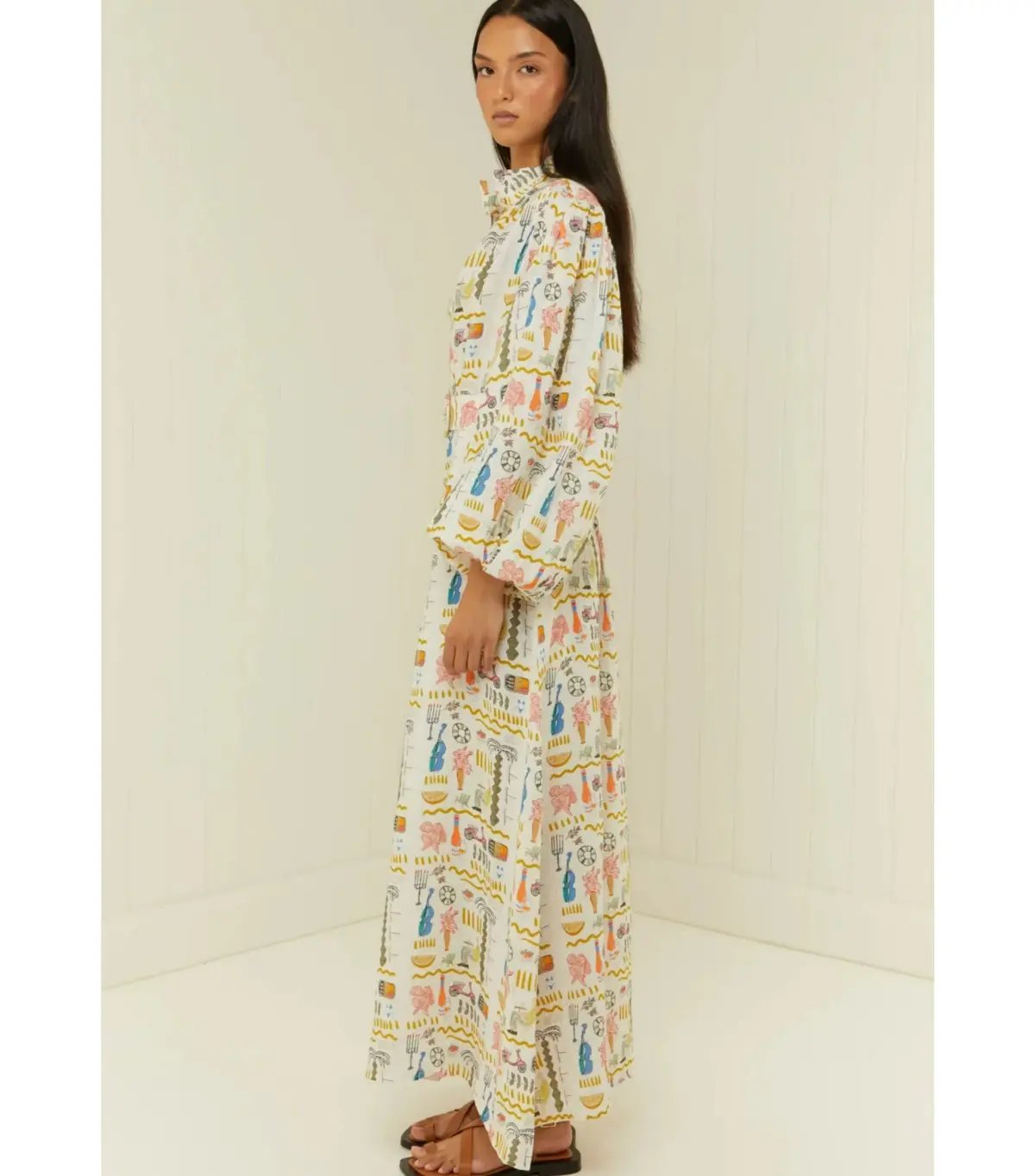 Palm Noosa Noddy Maxi Dress Verano White Print Size AU 10 photo 2
