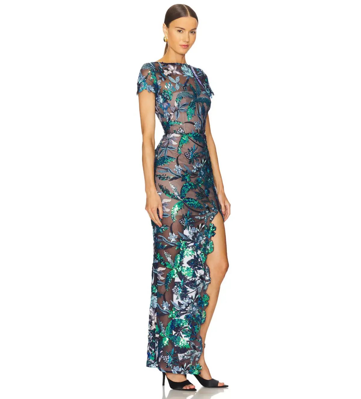 Bronx and Banco Zinna Embroidered Gown Navy Multi Size M/AU 10 photo 2