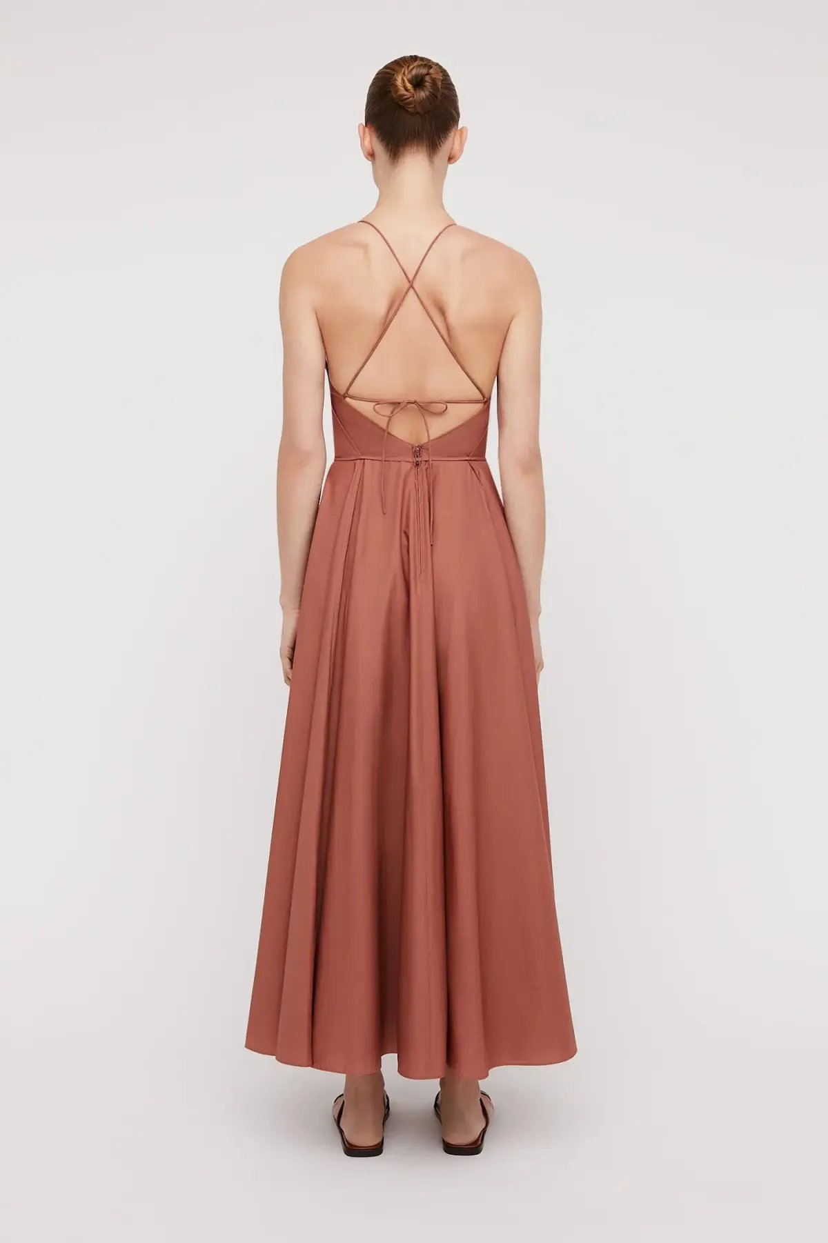 Scanlan Theodore Parachute Cotton Strappy Dress Brown Size AU 8 photo 2