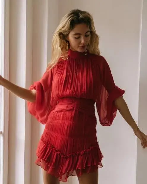 Shona Joy Clemence Long Sleeve Mini Dress Red Size 8 photo 2