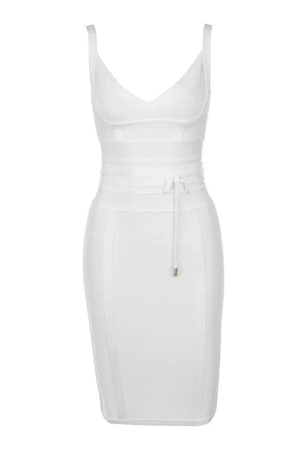 House of CB Belice Tie Waist Bandage Midi Dress White Size 6 photo 4