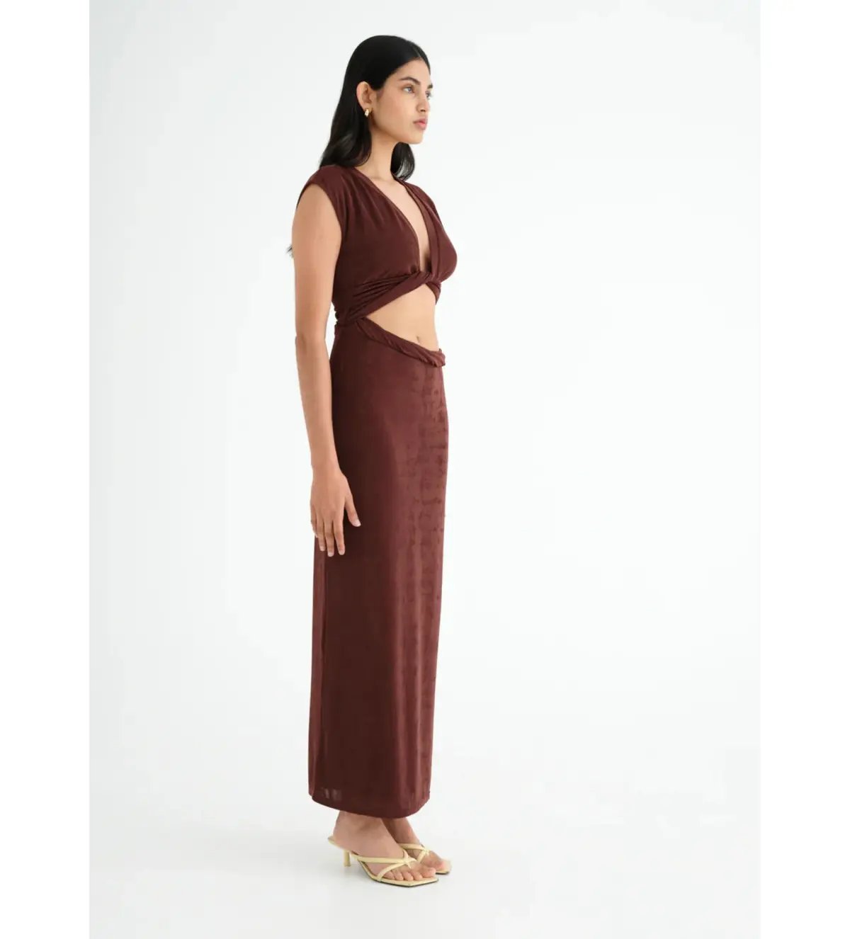 Benni Henri Twist Maxi Dress in Chocolate Size 8 photo 2