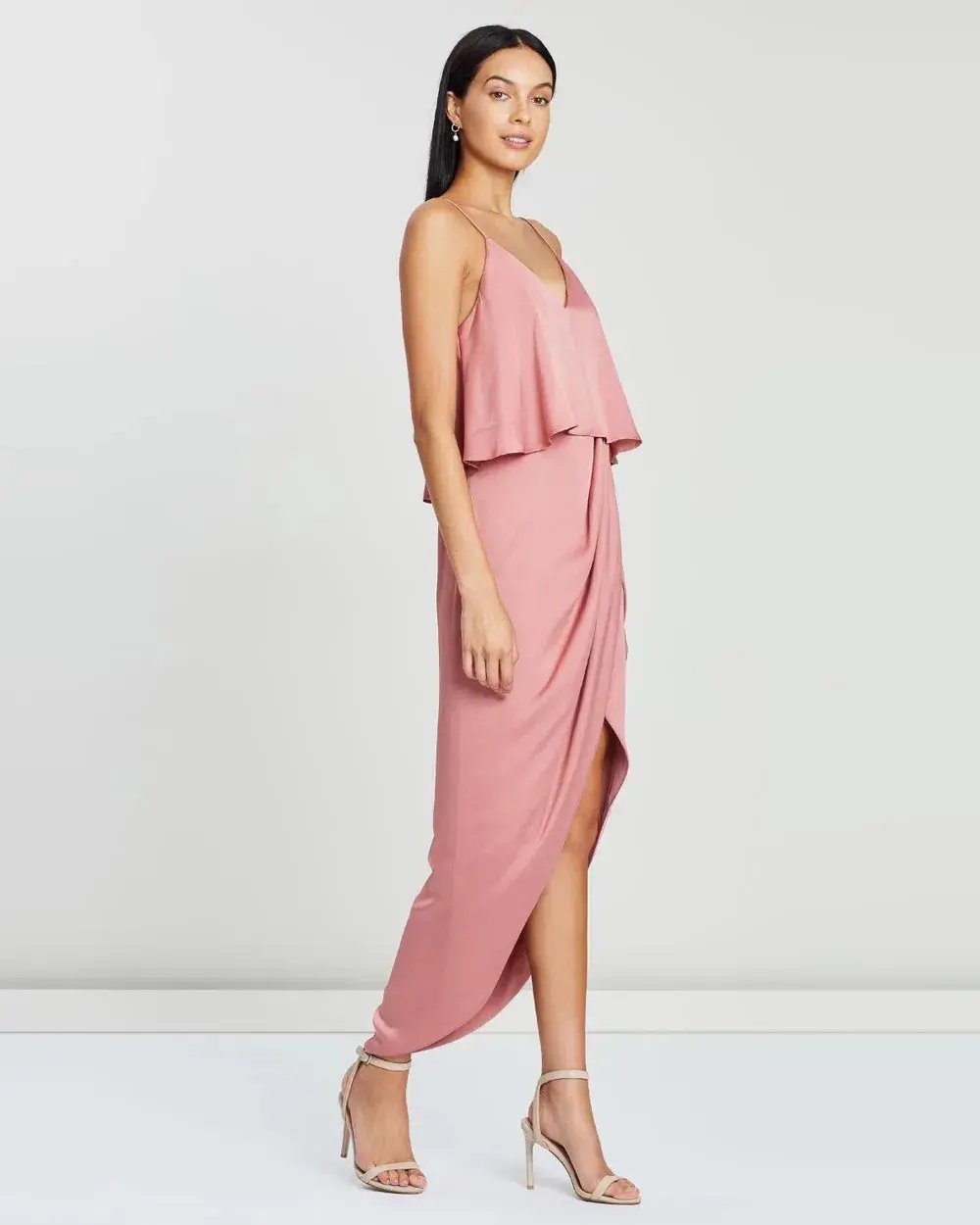 Shona Joy Luxe Draped Cocktail Frill Dress in Rose Size 10 photo 3