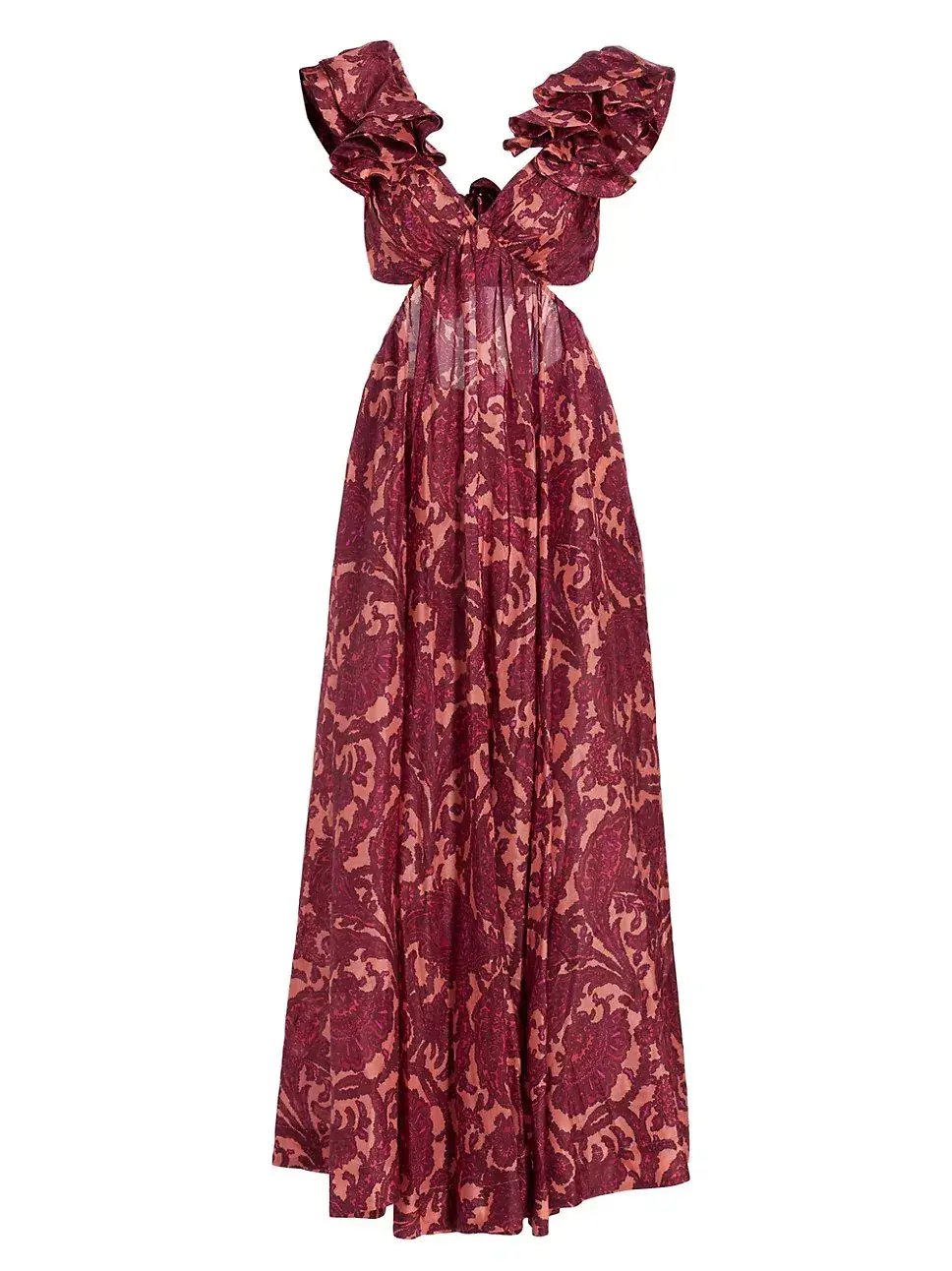 Zimmermann Tiggy Cutout Ruffled Silk Midi Dress Paisley-Print Size 1 / AU 10 photo 10