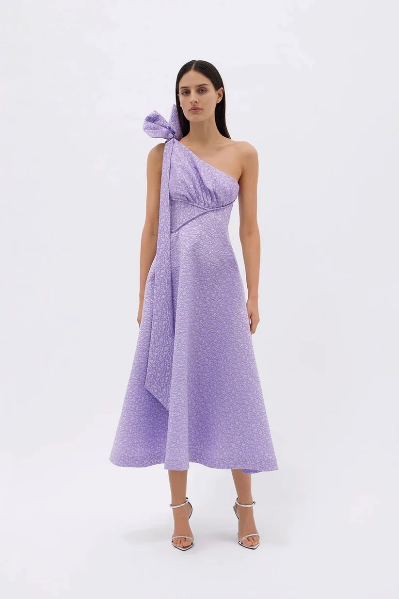 Rachel Gilbert Emiliano Lilac Asymmetric Midi Dress photo 3