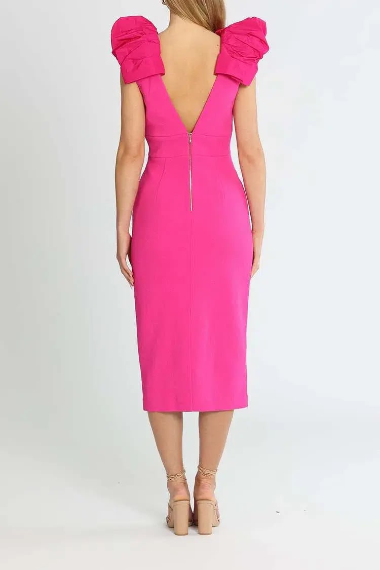 Rebecca Vallance Cupid's Bow Midi Fuschia Pink Size 14 photo 3