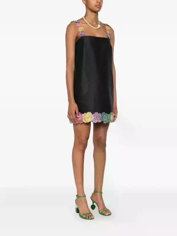 ALEMAIS Lolita Floral Beaded Mini Dress Black 10 AU photo 2