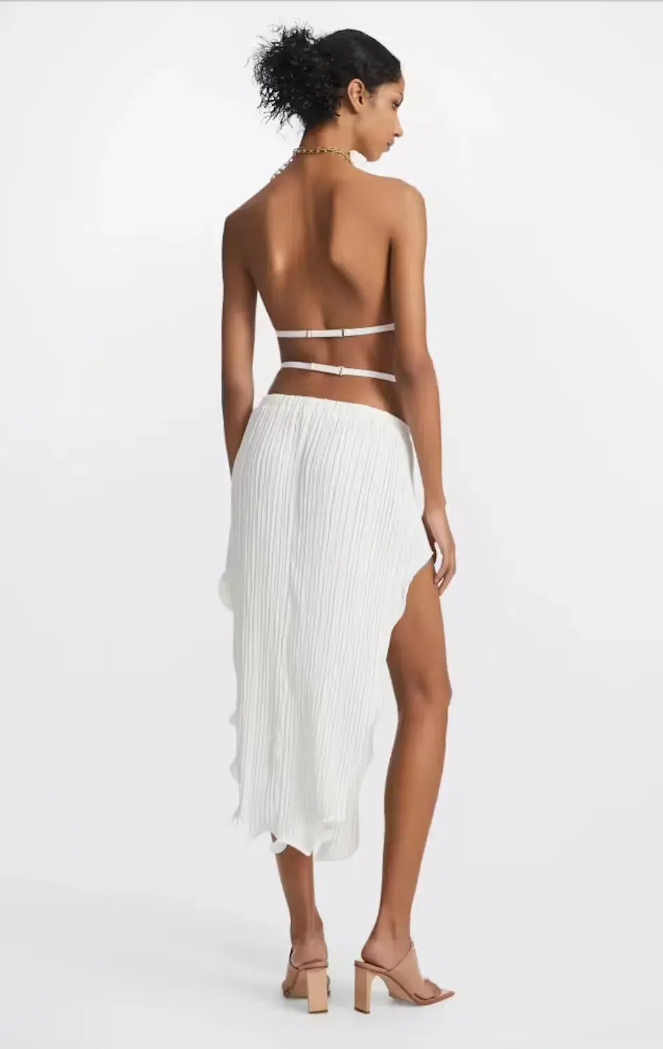 Dion Lee Chain Pleat Halter Top and Fluted Slit Midi Skirt Set Ivory Size 8 photo 3