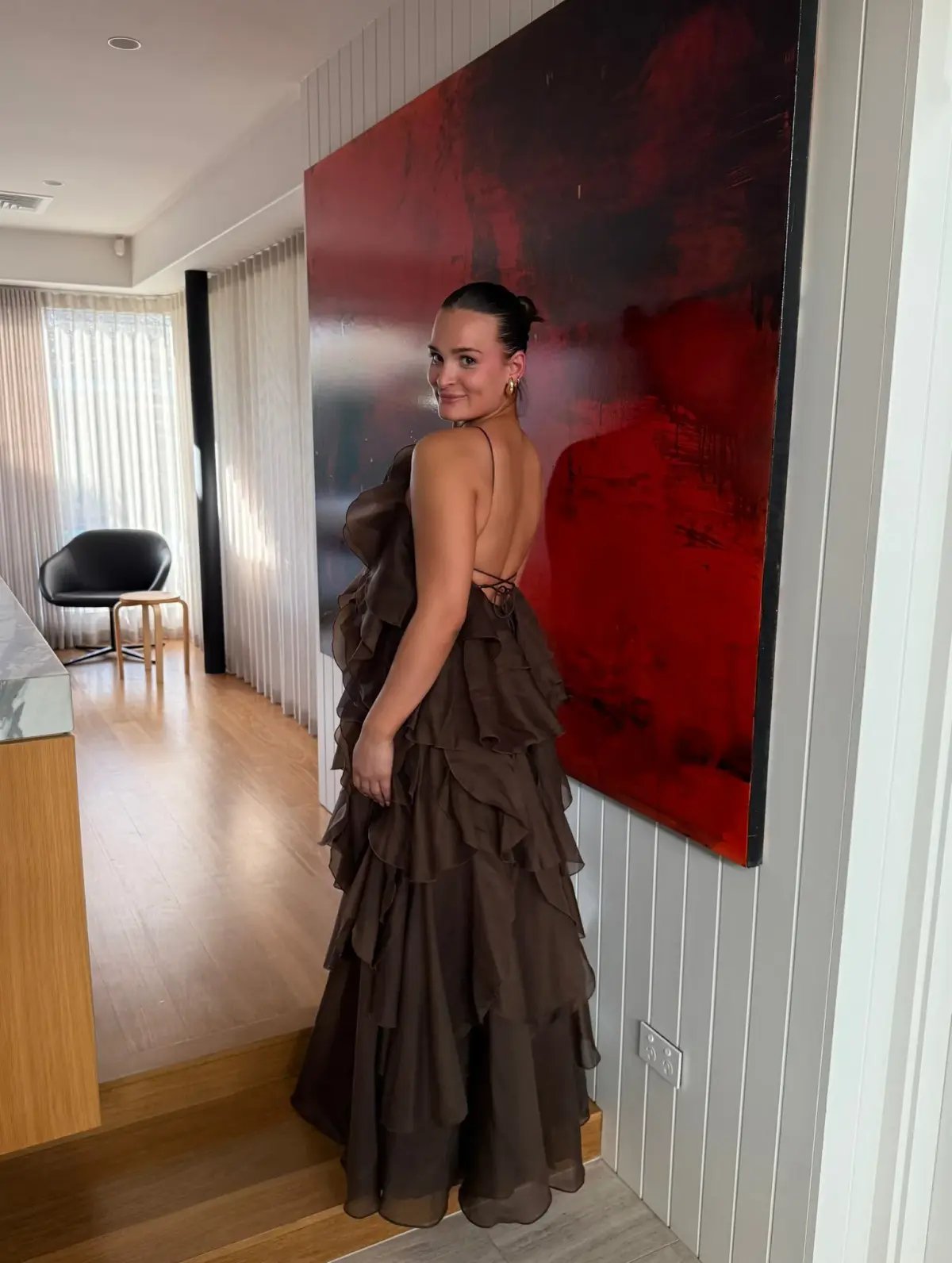 Aje Pandorea Layered Maxi Dress in brown size 10 (fits a 10-14) photo 3