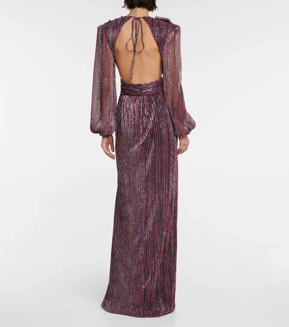 Rebecca Vallance Casey Open-back Lurex Gown Multi Size 8 photo 3