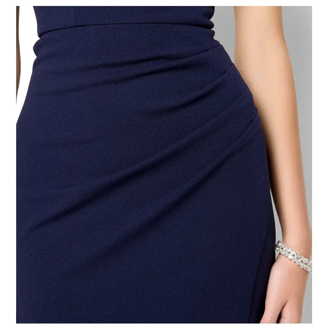 Montique Elle Navy One Shoulder Gown Blue  Size 10 photo 3