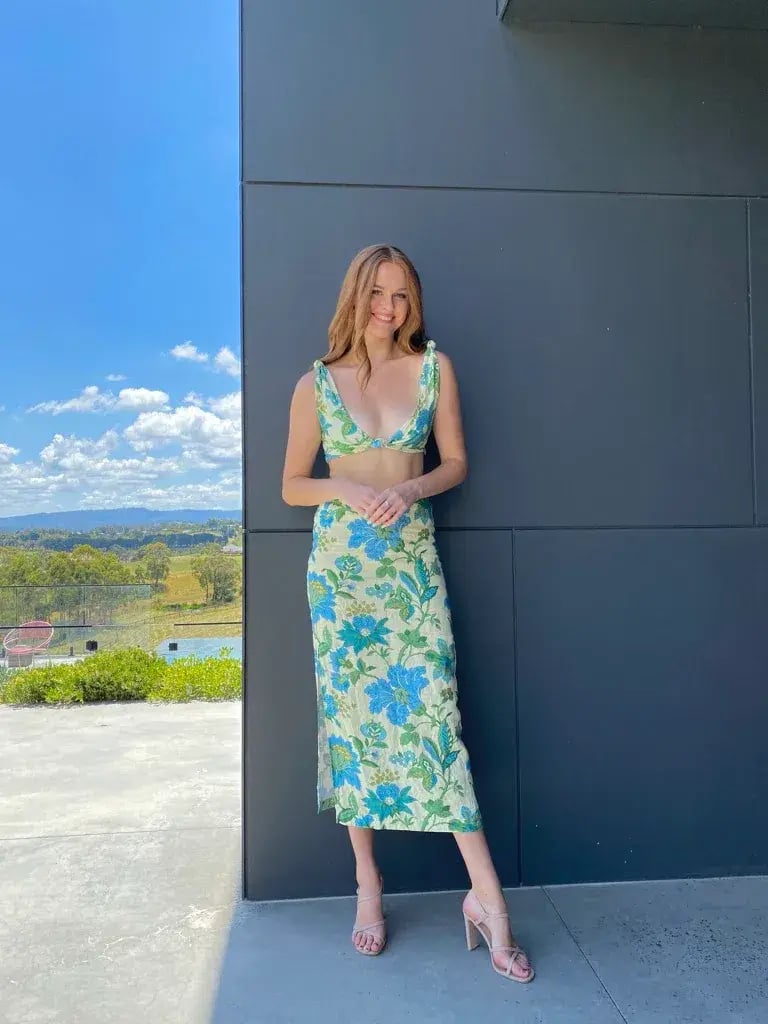 Sir the Label Alexandre Knot Bralette and Skirt Set Marguerite Print Size 1/Au 8 photo 3