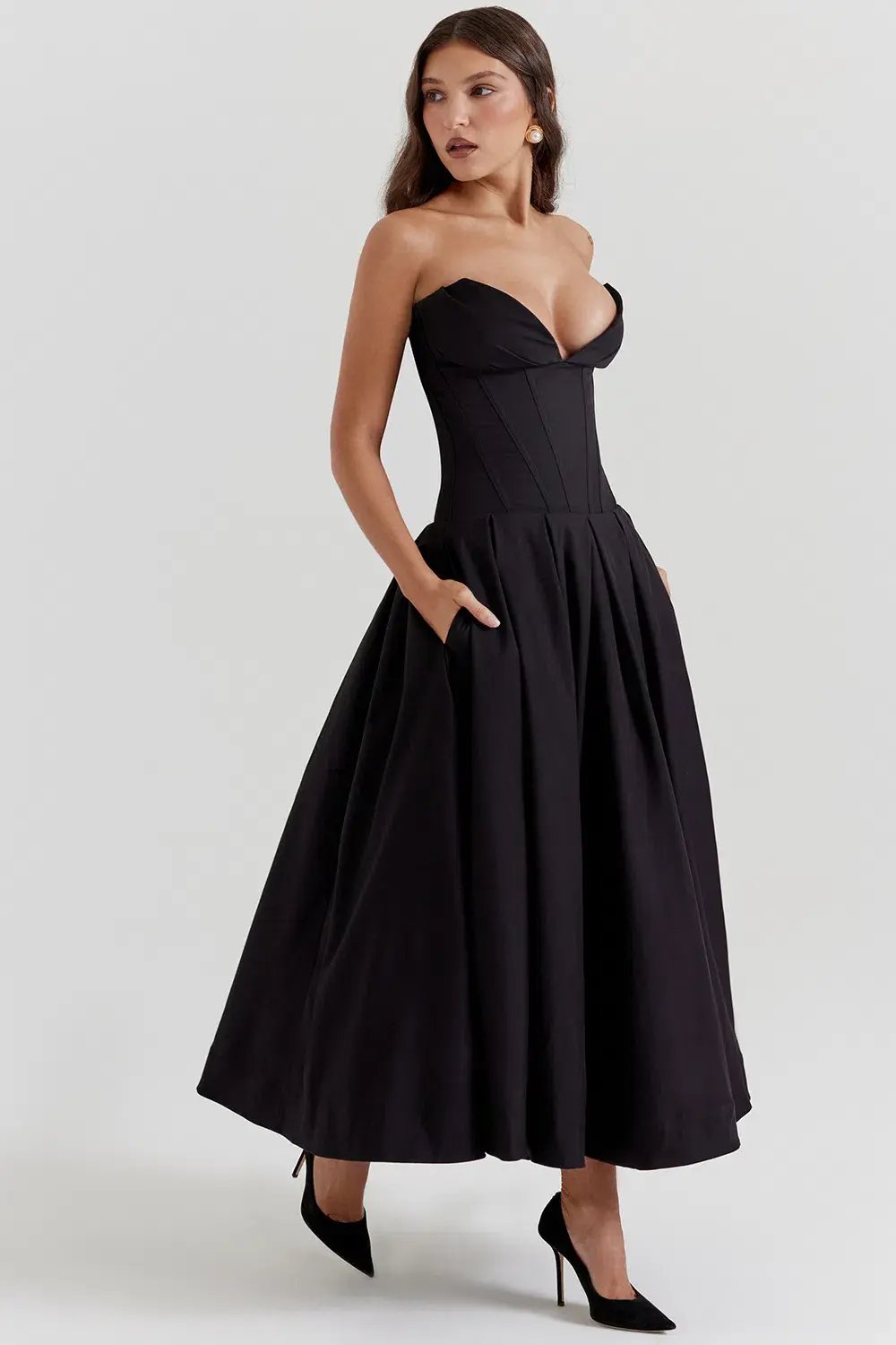House Of CB Lady Strapless Midi Dress Black Size S / AU 8 photo 2