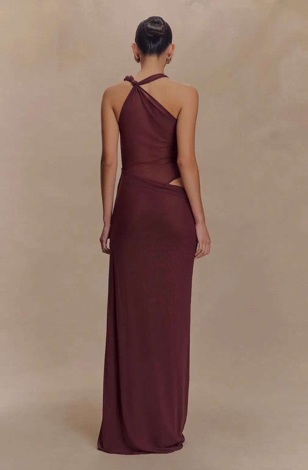 Meshki Edwina Knotted Mesh Maxi in Brown Size 8/S photo 2