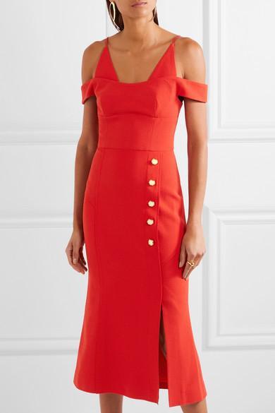 Rebecca Vallance Beltran Midi Dress Bright Red Size 8 photo 2