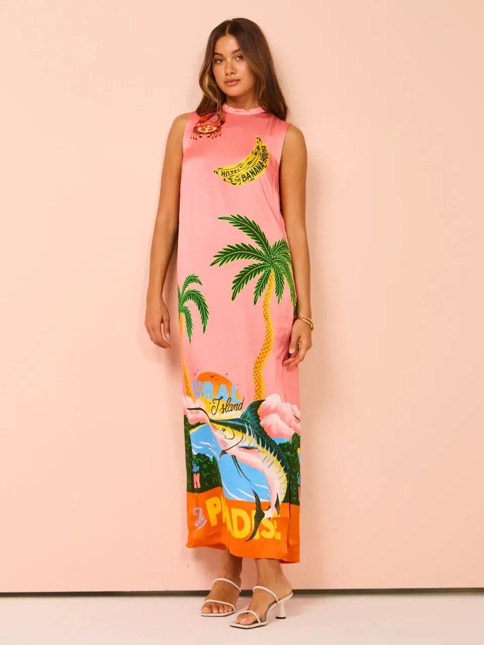 Alemais Paradiso Silk Midi Dress Pink Multi Size 10 AU photo 7