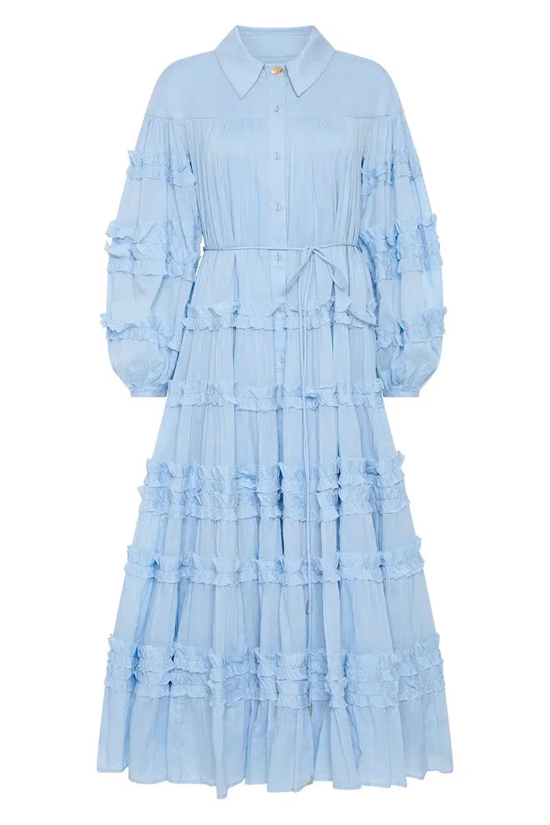 Aje Pastiche Tiered Maxi Dress Powder Blue Size 10 photo 3