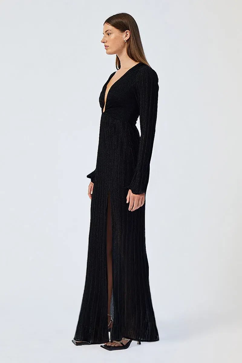 Suboo Crystal V Neck Maxi Dress Black Size XS/AU 6 photo 3
