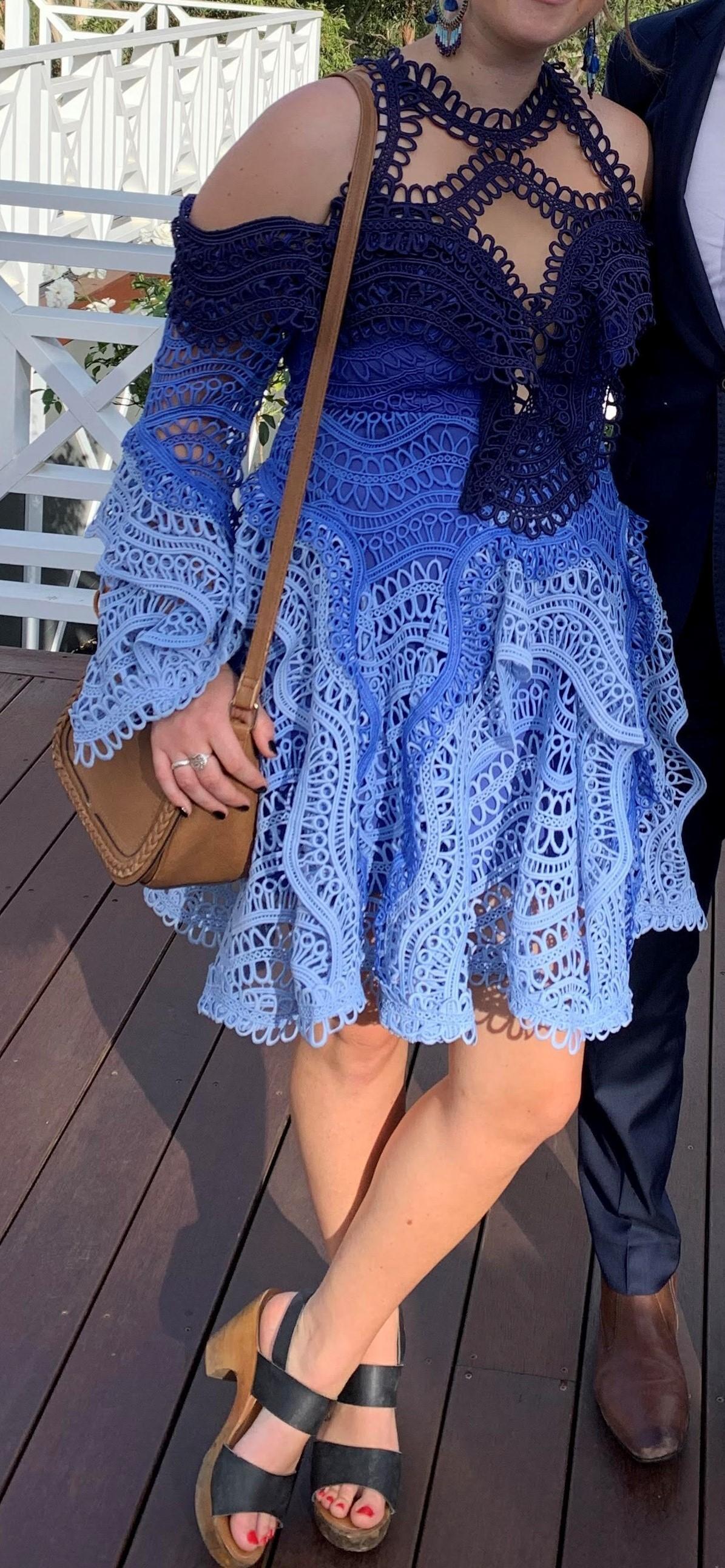 Thurley Waterfall Mini Dress Blue - Size 12 photo 3