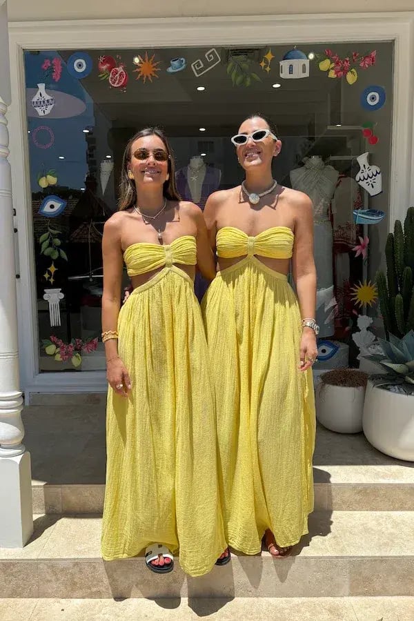 D'Artemide Chloe Strapless Cotton Dress Yellow One Size photo 5