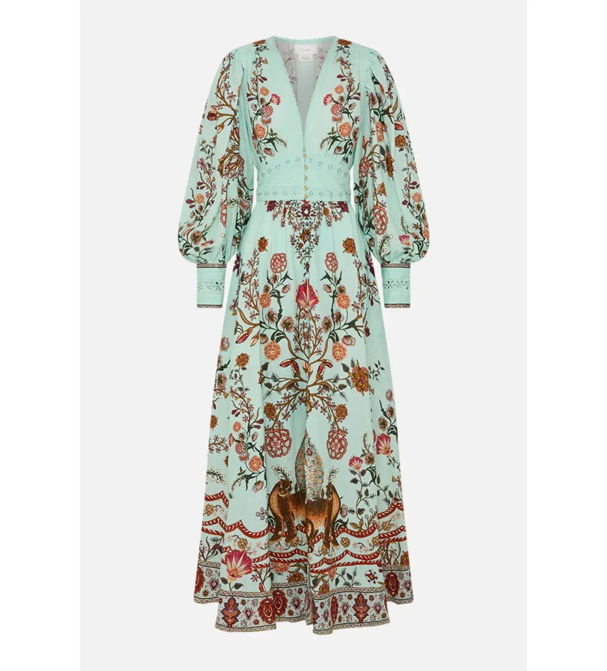 Camilla Shaped Waistband Dress in Floral Green Size AU 10 photo 4