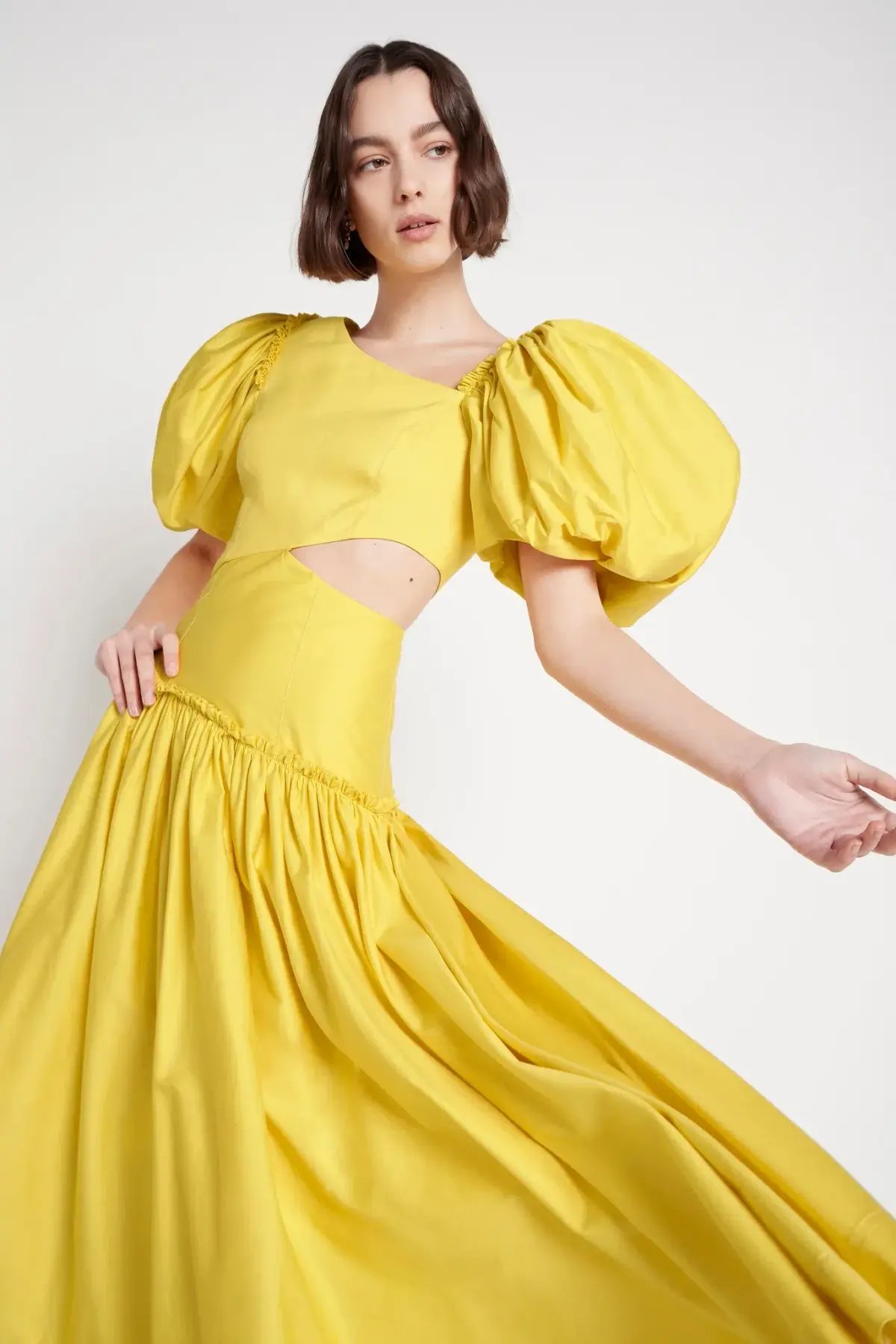 Aje Chateau Cut Out Midi Dress Sun Shower Yellow Size 10 photo 2