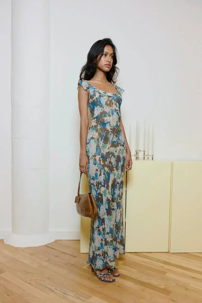 Realisation Par Lila Maxi Dress Blue Hydrangea Print Size S / AU 6-8 photo 4