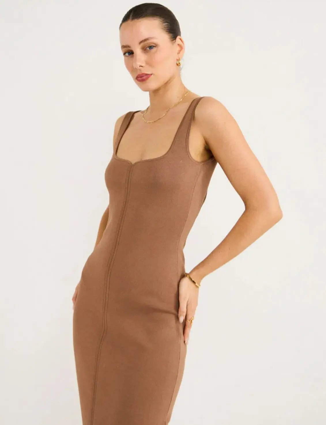Clea Parsons Crepe Knit Dress In Hazel Size XS/ AU 6 photo 2