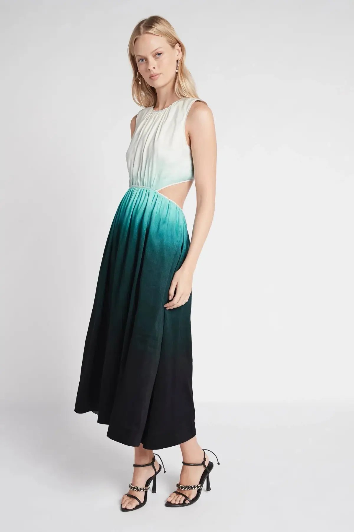 AJE Cosmos Cut Out Midi Dress Teal Ombre Size 12 photo 3