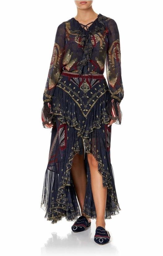 Camilla 'This Charming Woman' double frill skirt and lace up frill blouse Size 14 photo 4