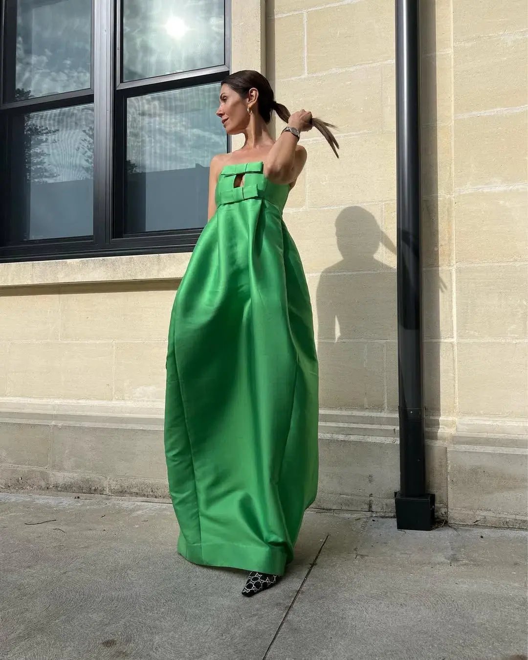 Oroton Bow Detail Gown Green Size 6 photo 3