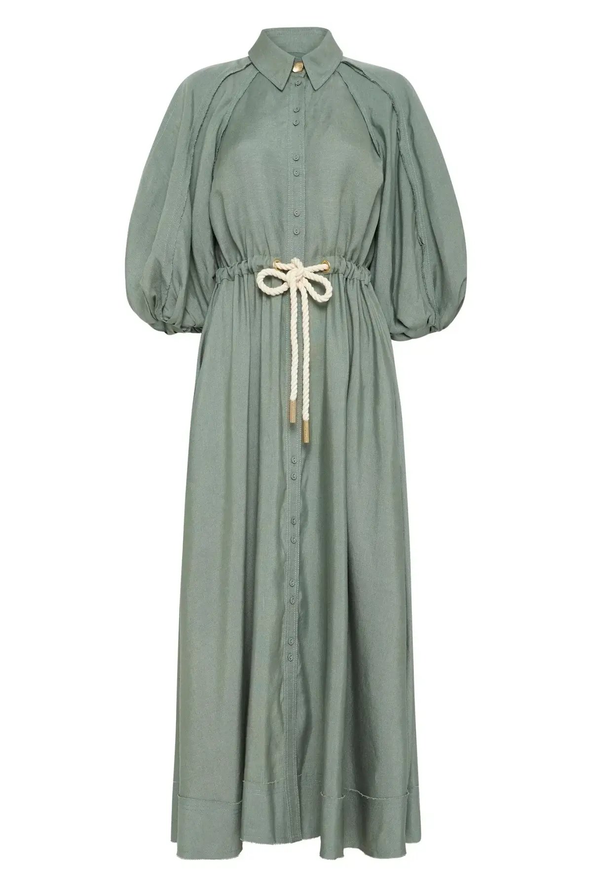 AJE Bonjour Belted Shirt Dress Palm Green Size 8 photo 5