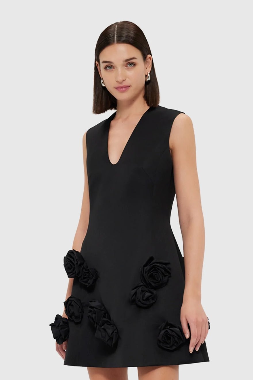 Leo Lin Briana V Neck Mini Dress - Ebony photo 2