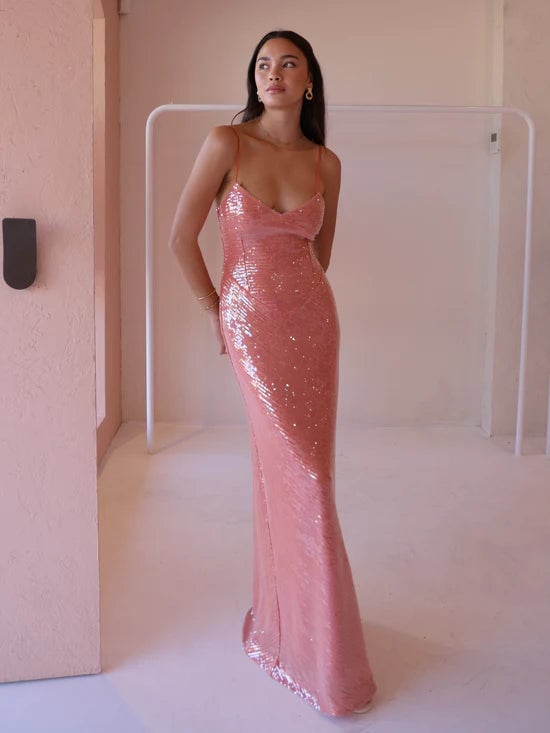 New Romantics Andy Diamond Bodice Maxi Dress In Pink Calypso photo 3