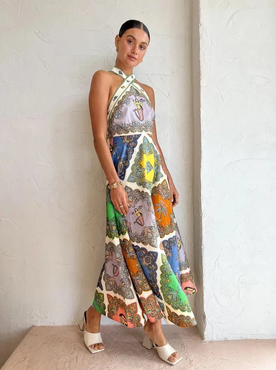 Alemais Trippy Troppo Halter Midi Multi Size AU 8 photo 2