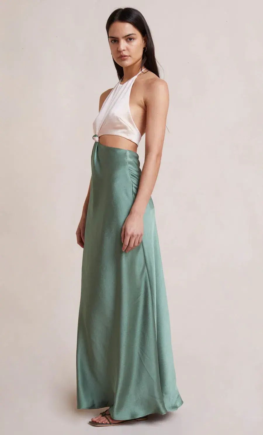 Bec & Bridge Carrie Halter Maxi Dress Multi Green Size AU 8 photo 2
