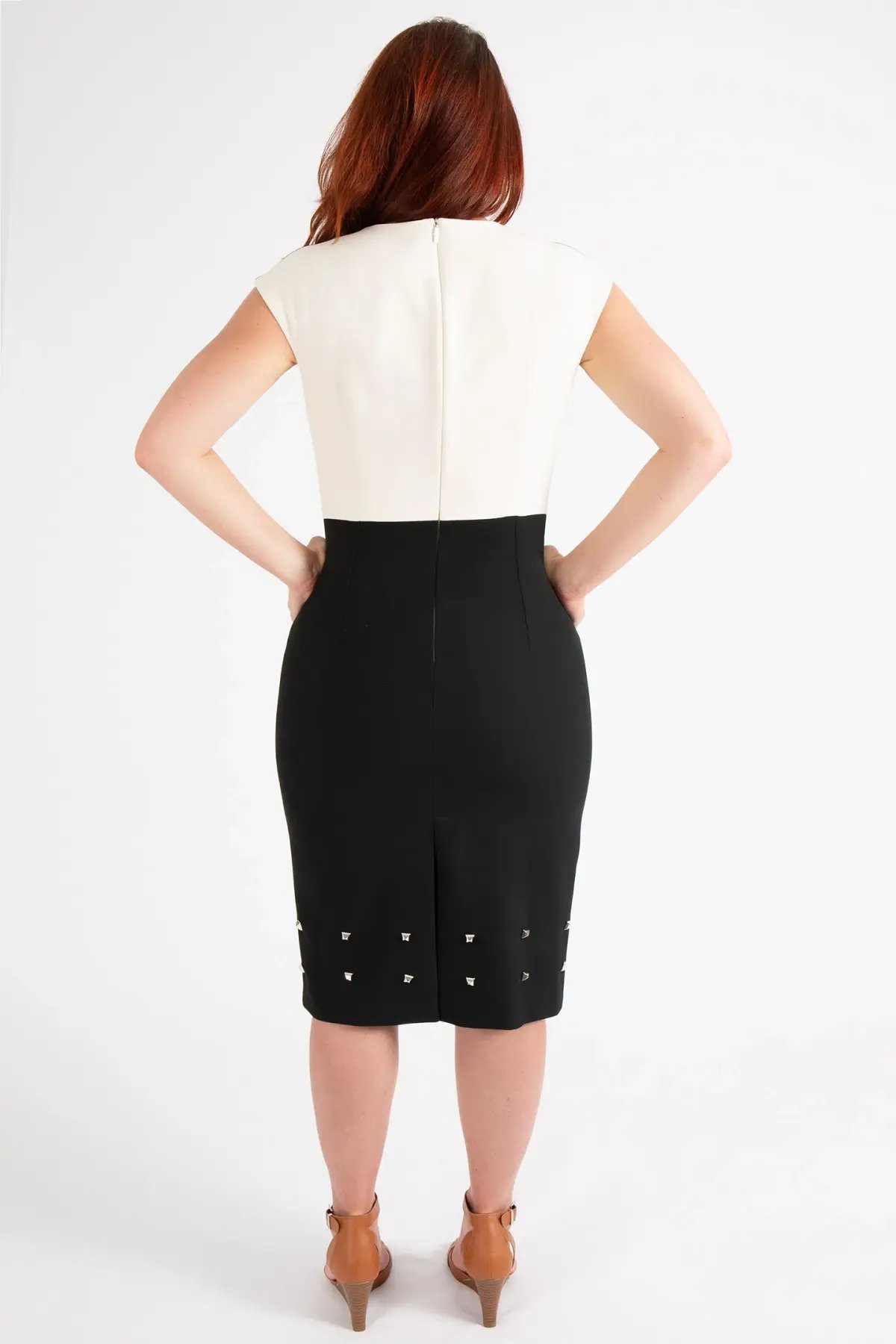 Hugo Boss Colour-Blocked Dress with Stud Trim Black Size 10 photo 3