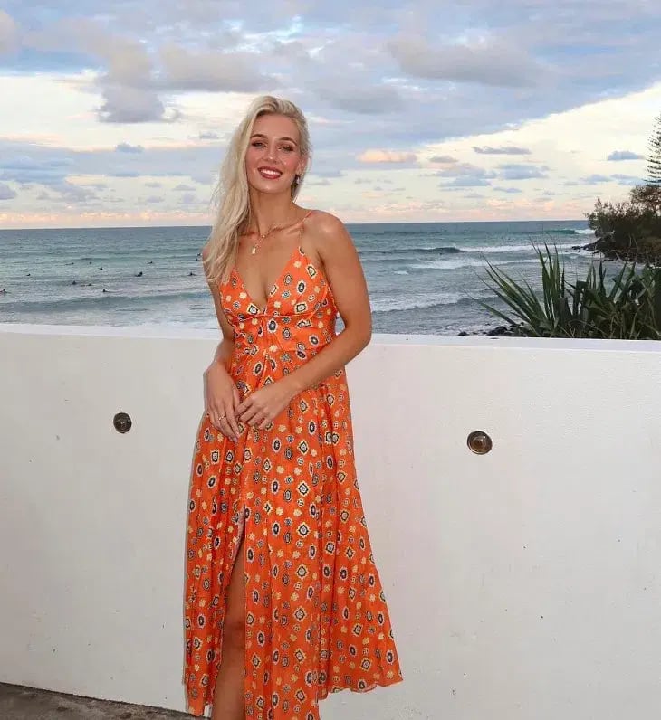 Scanlan Theodore Foulard Linen Strappy Dress Tangerine Orange Floral Size S / AU 8 photo 3
