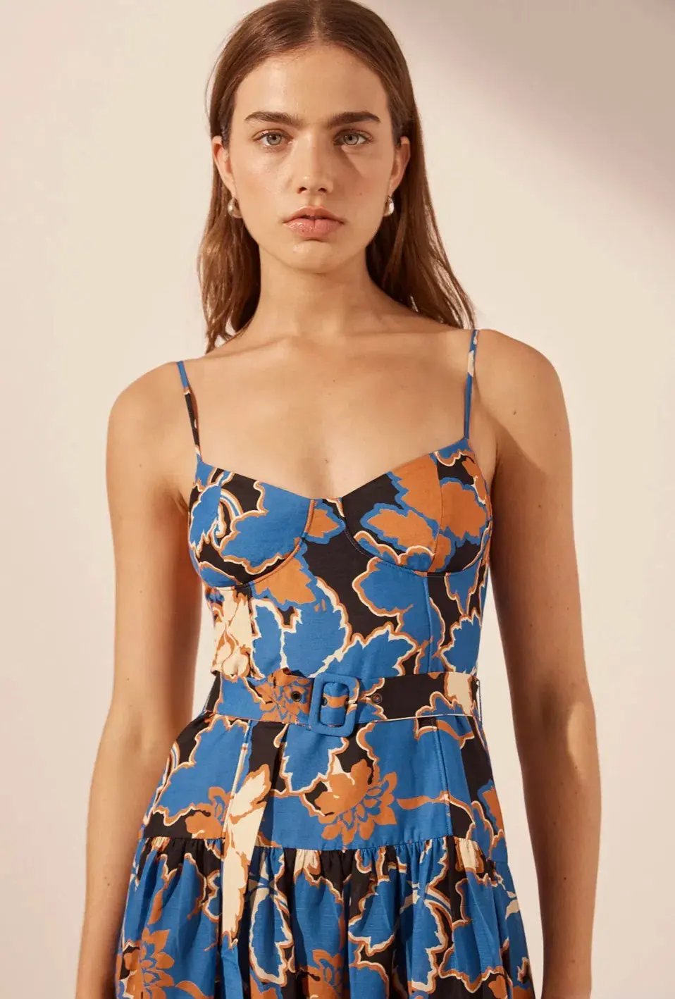 Shona Joy Karla Panelled Bustier Maxi Dress Strong Blue/Multi Size 8 photo 2