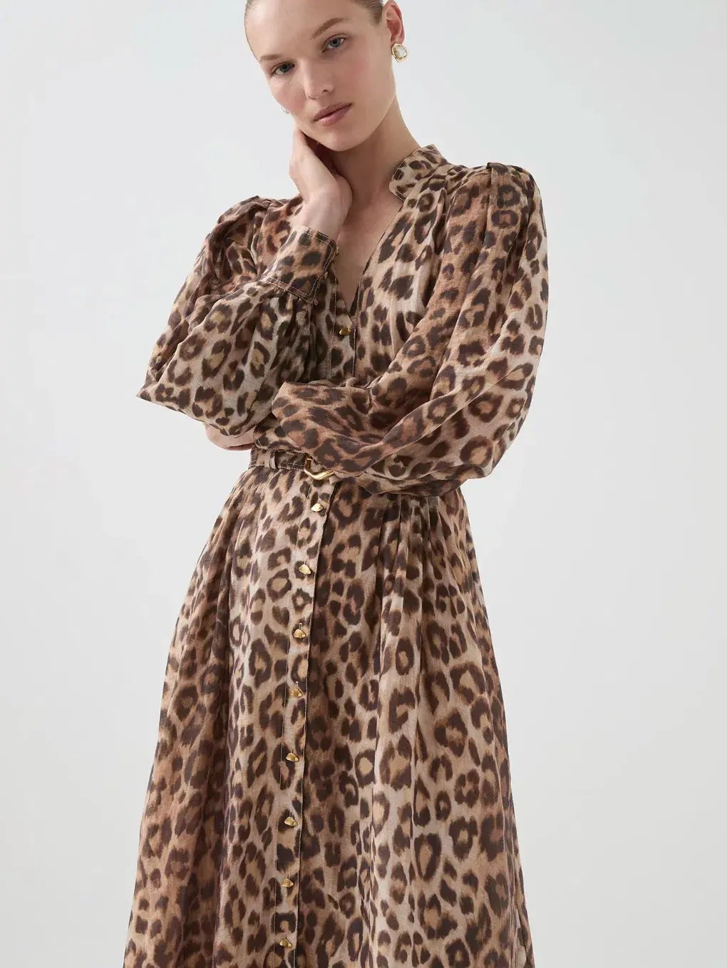 Aje Isabella Shirtdress Midi Leopard Print Size 12 photo 3