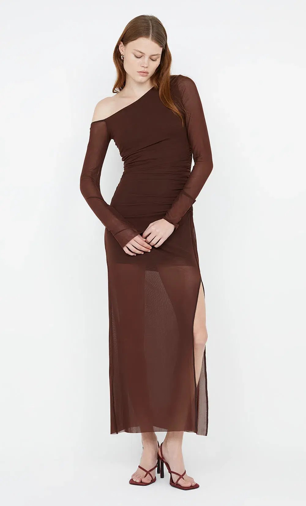Bec & Bridge Fae Asym Long Sleeve Dress Cocoa Brown Size 10 photo 6