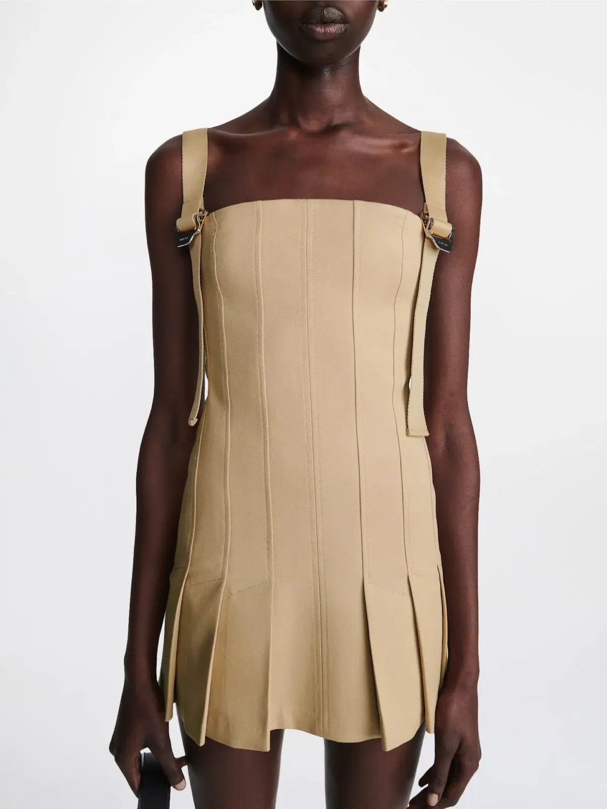 Dion Lee Safety Slider Pleat Mini Dress Dune Size 12 photo 4