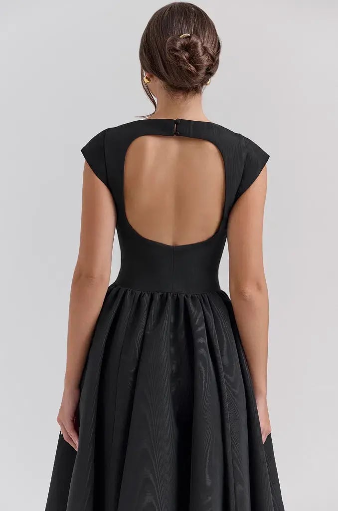 House of CB Debutante Moire Satin Backless Midi Dress Black Size S / AU 8 photo 2