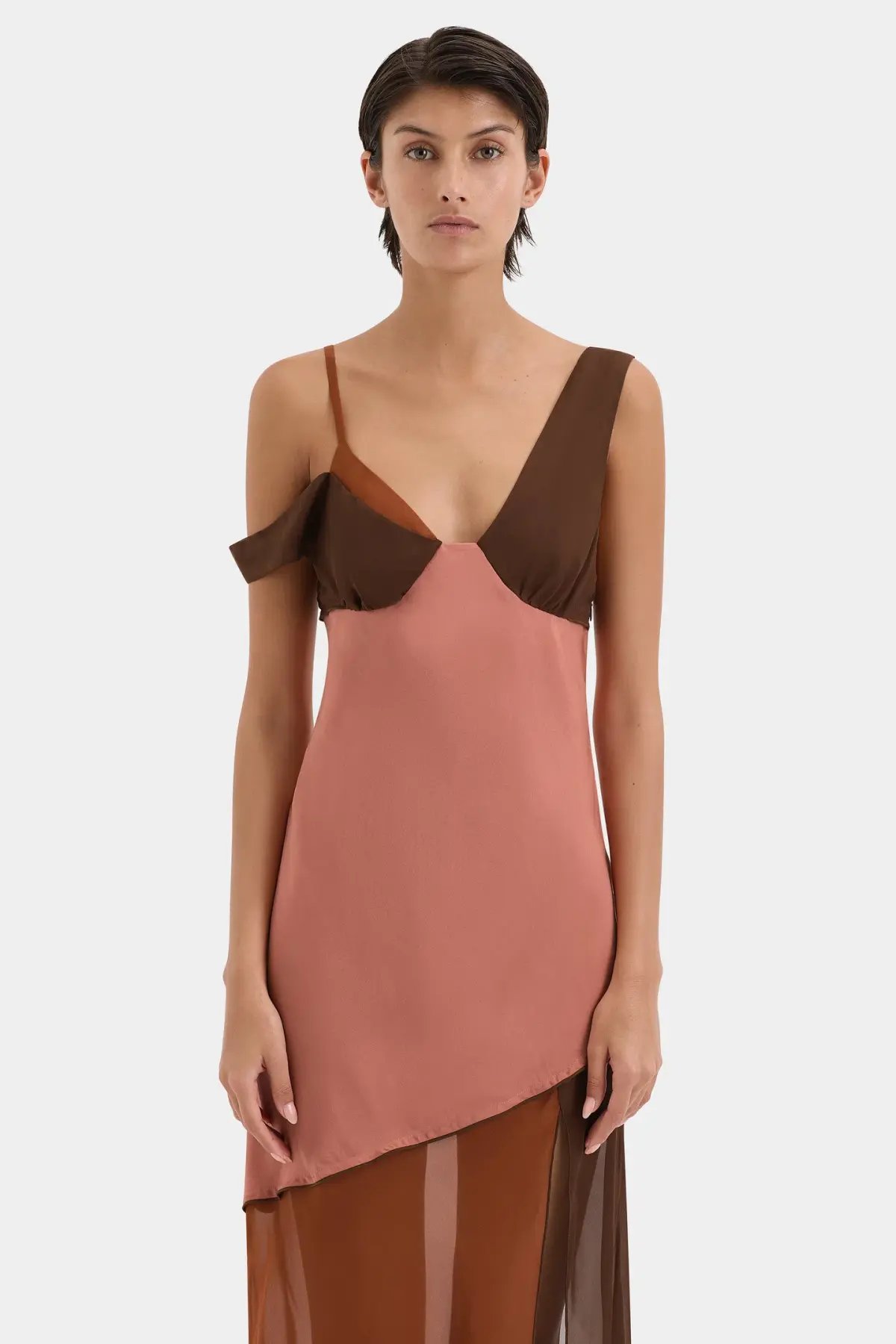 Sir the Label Halcyon Midi Dress Pink/Brown Almond Splice Size 6 photo 2
