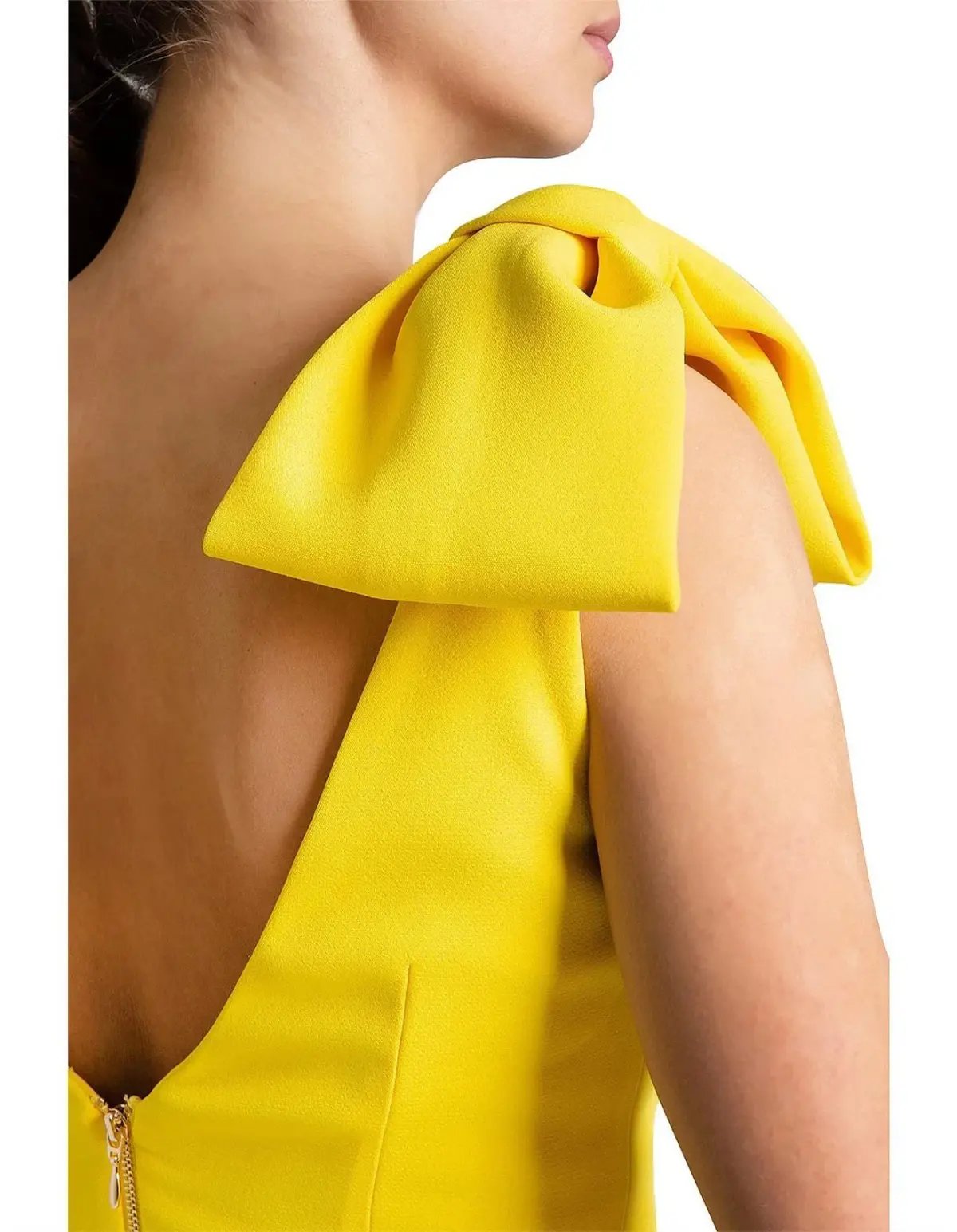 Rebecca Vallance Love Bow Midi Dress Yellow Size 8 photo 2
