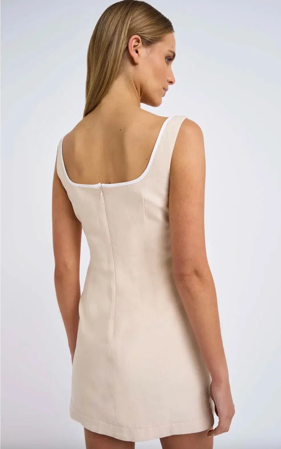 By Johnny Amelia Curve Mini Dress in Bone Ivory Size 12 photo 3