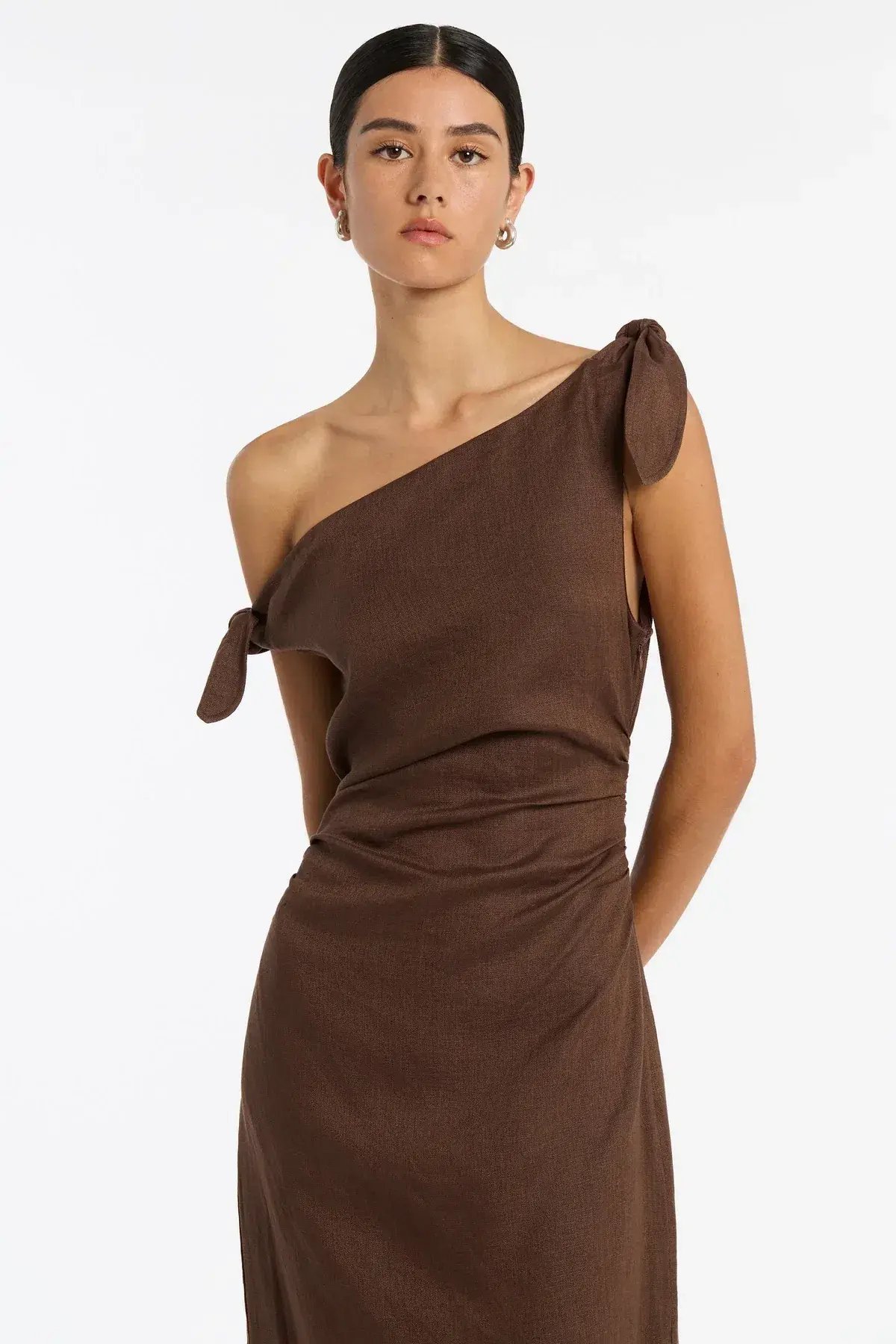 Sir The Label Bettina Off The Shoulder Dress Brown Size 6 photo 2
